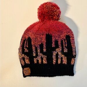Kids Red and Black Knit Beanie